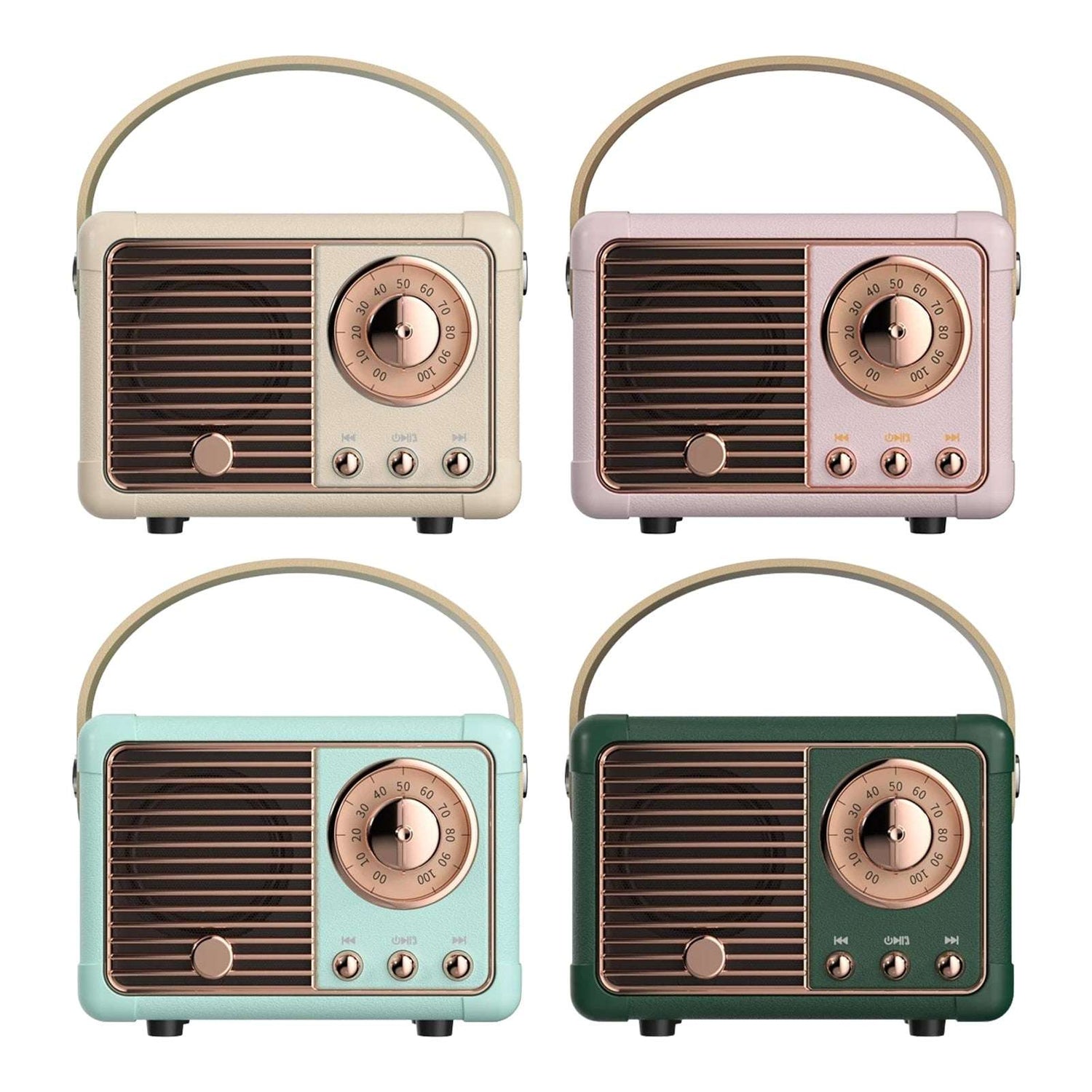 Yellow Pandora Bluetooth compact retro speaker with radio, showcasing a vintage-inspired design and built-in audio features.