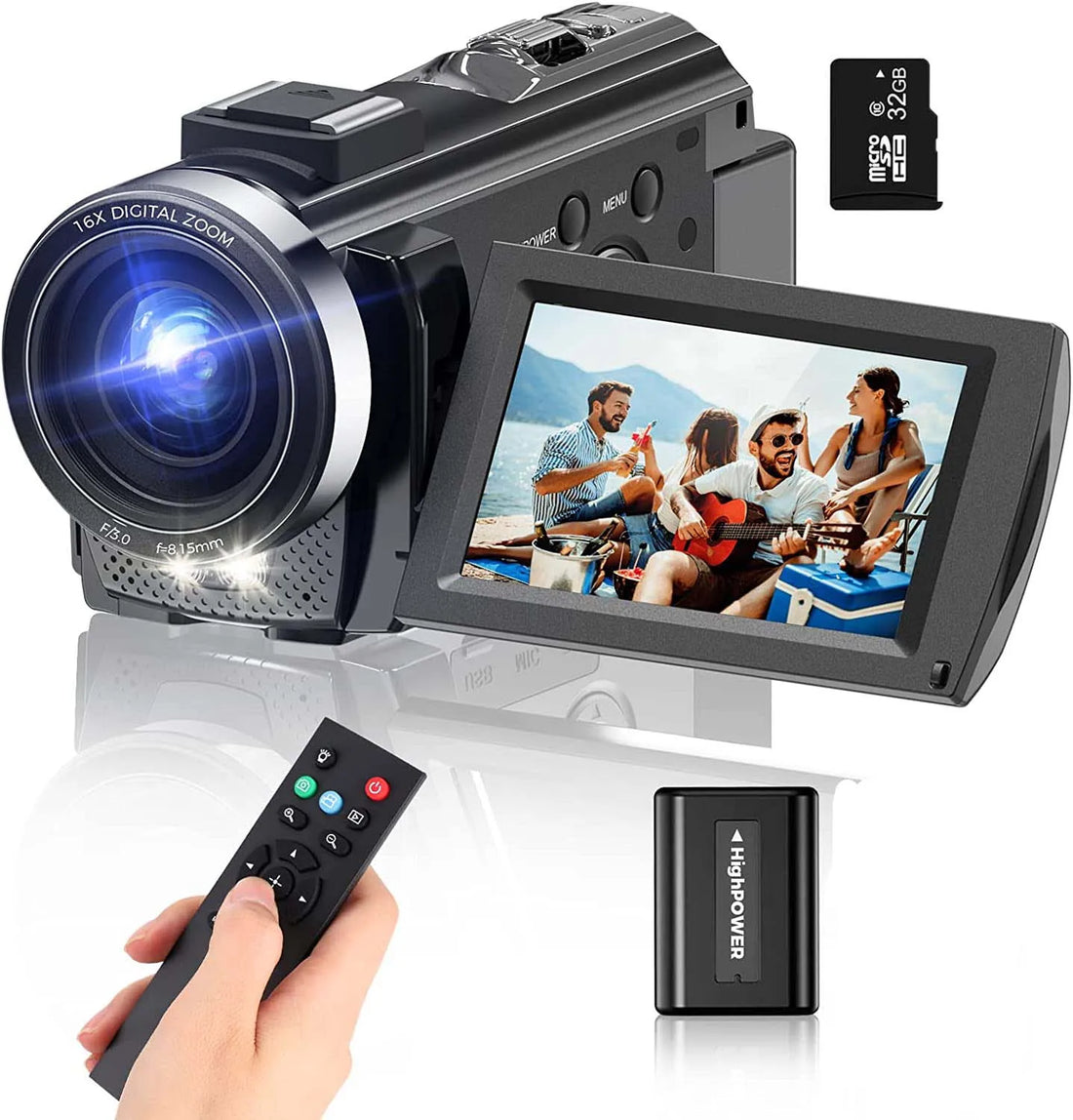 Digital HD Camera with Rotating Screen with 32G Card Black