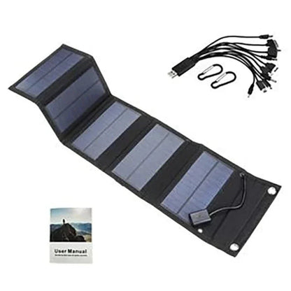 Yellow Pandora portable solar panel with USB port, ideal for outdoor activities and charging cell phones on the go.