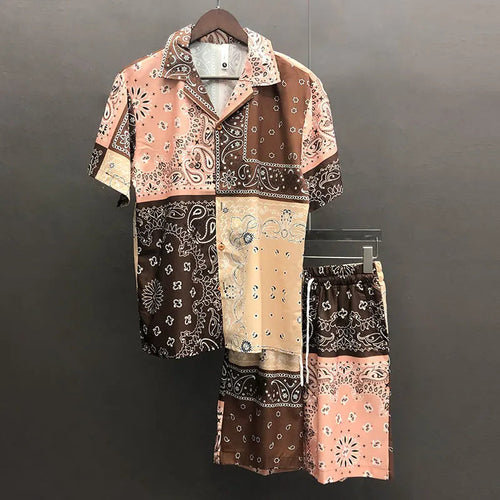 Ethnic Cashew Flower casual loose men&