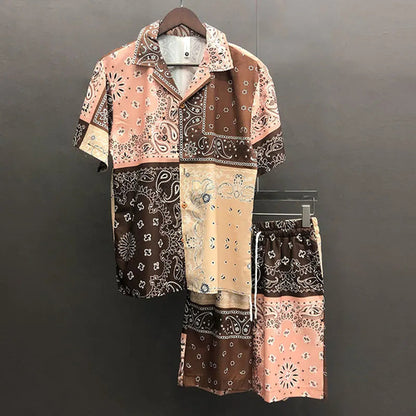 Ethnic Cashew Flower casual loose men&