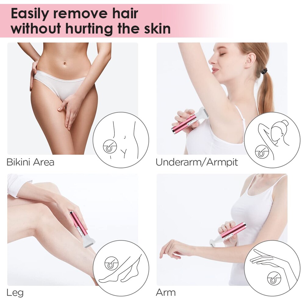 Maroon Asteria 5-in-1 electric lady shaver with rechargeable nose hair remover and haircare attachments, shown in a close-up image.