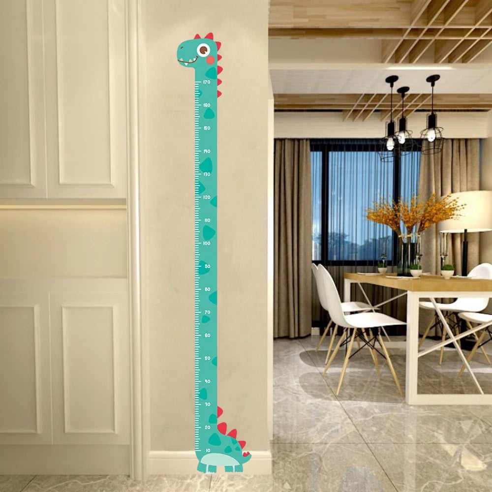 Colorful cartoon unicorn, dinosaur, and giraffe wall height stickers for children&