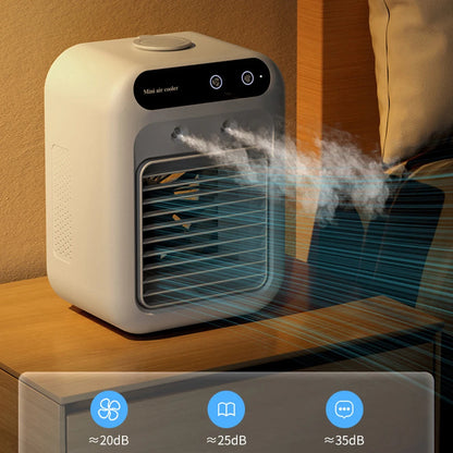 Maroon Asteria portable camping air conditioner fan with humidifier, dual-speed air cooling for outdoor use