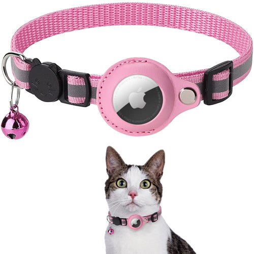 Yellow Pandora reflective Airtag case collar for cats and dogs, featuring safety reflective material on a pet leash or collar.