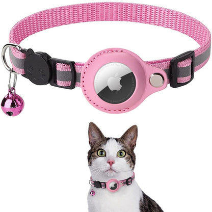 Yellow Pandora reflective Airtag case collar for cats and dogs, featuring safety reflective material on a pet leash or collar.