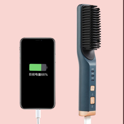Maroon Asteria portable wireless ion hair straightener and curling comb with USB charging, compact hair styling tool.