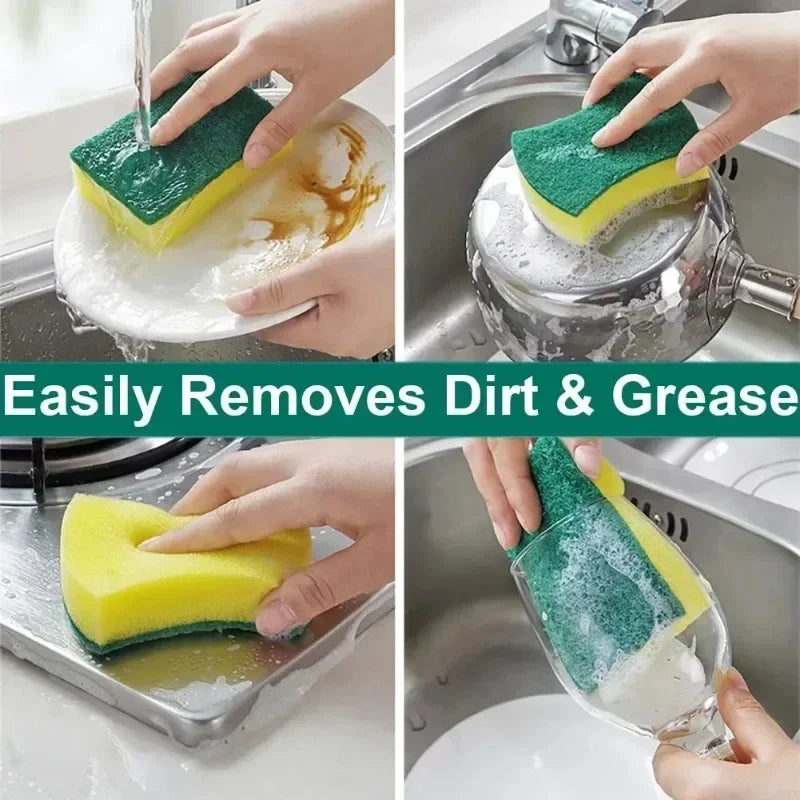 Double-sided magic cleaning sponge from AliExpress, highly absorbent and effective for rust removal and versatile cleaning tasks.