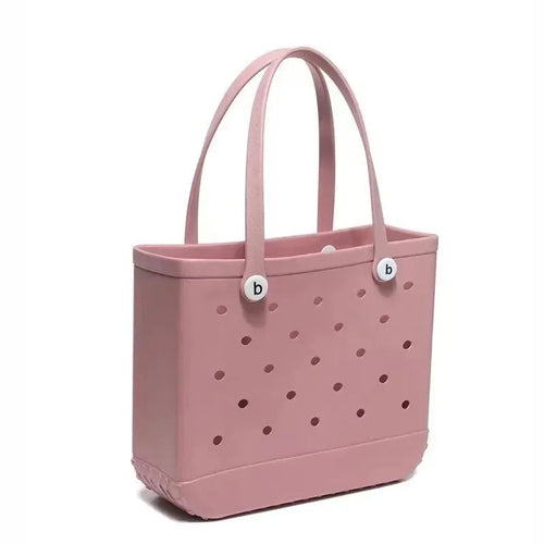 EVA rubber waterproof fashion beach tote bag from Raspberry Eurybia with spacious interior and sturdy handles.