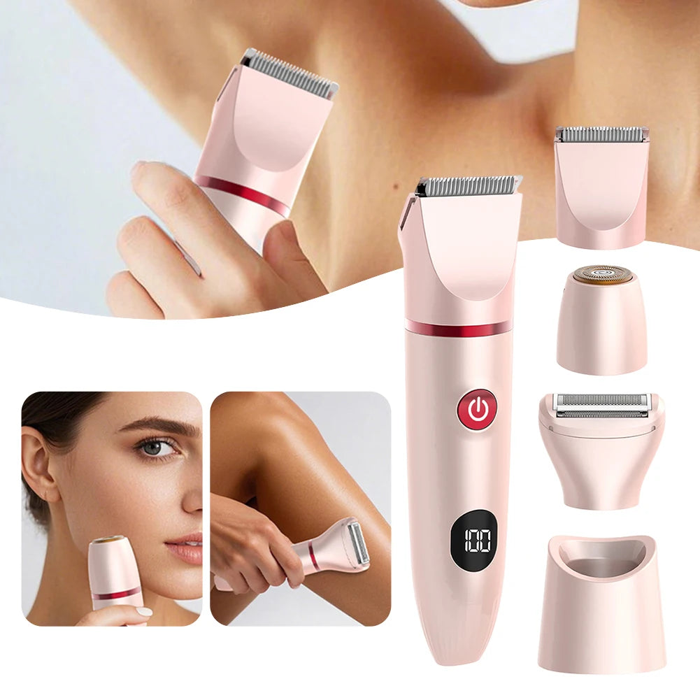 Maroon Asteria Women’s 3-in-1 wireless electric epilator, hair shaver, and trimmer for smooth, portable hair removal.