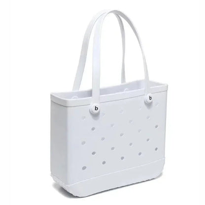 Raspberry Eurybia EVA rubber waterproof tote bag for beach, featuring a spacious design and durable waterproof material.