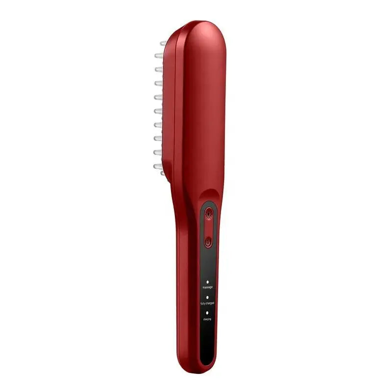 Maroon Asteria electric massage comb for hair, featuring a sleek design and multiple massage nodes for scalp relaxation.