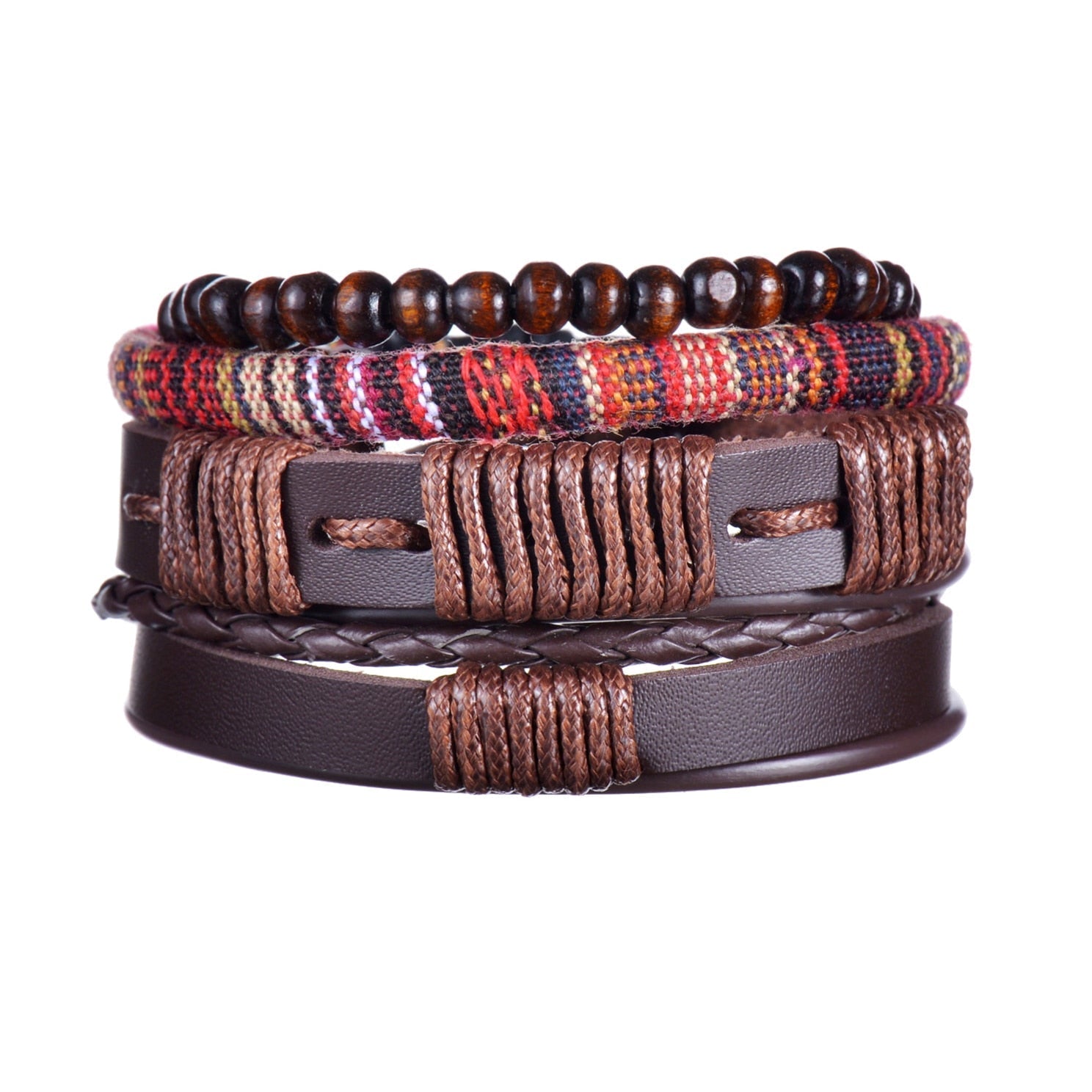 Mens modern multilayered bracelet featuring mixed metal chains and leather accents, stylish accessory by Yellow Pandora.