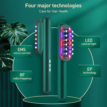 Maroon Asteria electric RF hair care comb with micro current massage features for hair conditioning and scalp health.