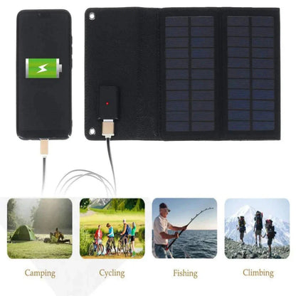 Yellow Pandora portable solar panel with USB port for charging cell phones, ideal for outdoor sports and outdoor activities.