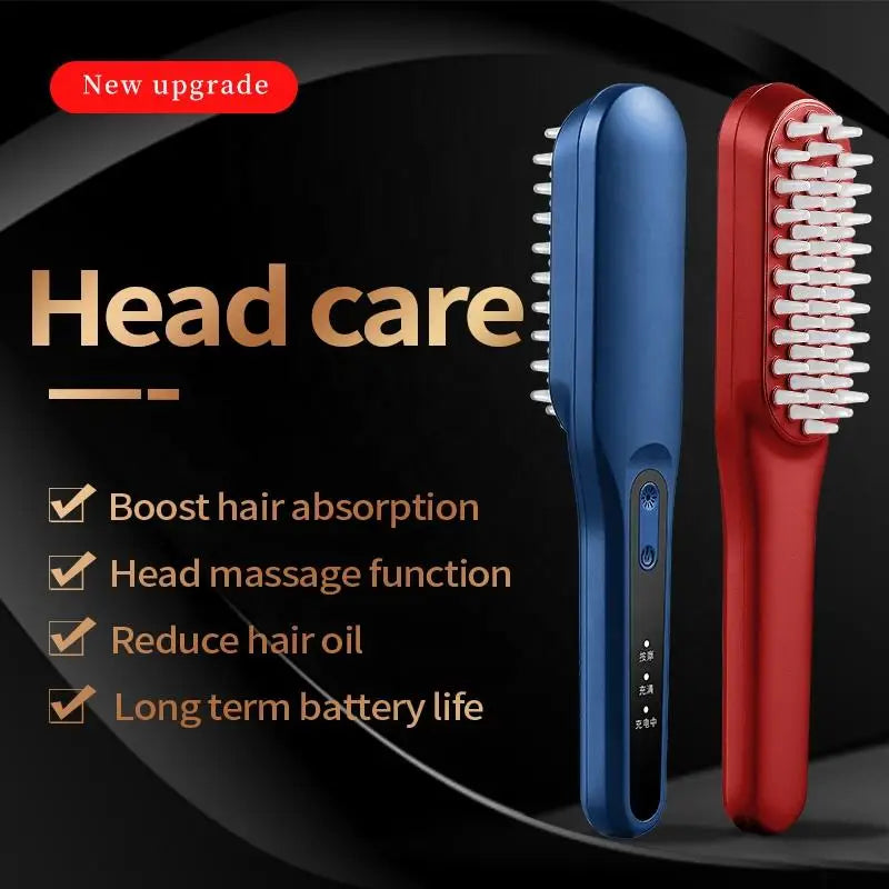 Maroon Asteria electric massage comb for hair, handheld hairbrush designed for scalp massage and hair care.