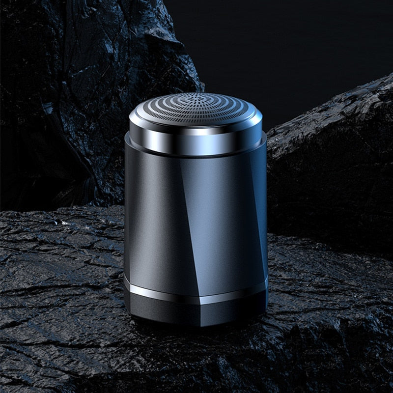 Maroon Asteria Mini Men’s Electric Shaver with safety design and rechargeable face beard razor, compact and portable for grooming.