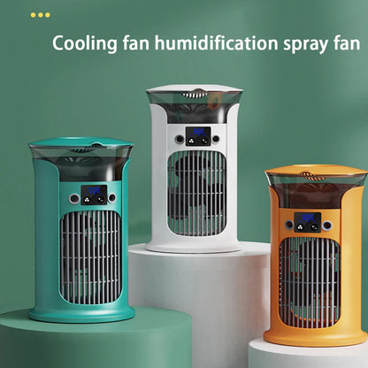 Maroon Asteria portable rechargeable quiet cool air fan with built-in humidifier, compact desktop home improvement device.