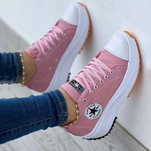 Silver Juneberry flat lace-up sneakers with patterned canvas for women, casual sport shoes with a comfortable design.