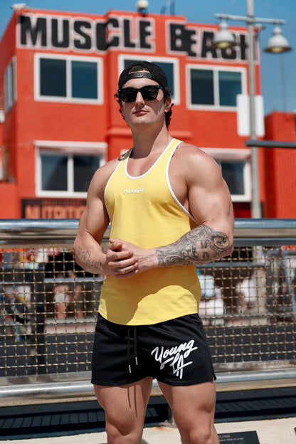 Raspberry Eurybia Young LA trendy beach shorts with colorful pattern, casual fit, and elastic waistband, perfect for summer beachwear.