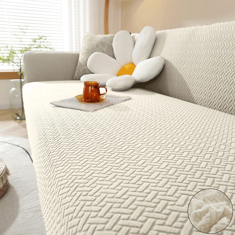 Stretch jacquard elastic sofa cover from AliExpress, polar design, fits living room sofas, provides a snug, decorative slipcover.