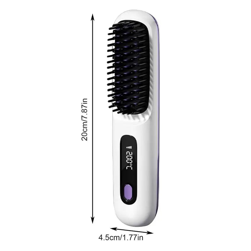 Maroon Asteria electric hair straightener brush with 3 heat settings and USB port, designed for smooth, straight hair.