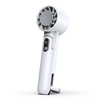 Portable refrigeration handheld fan and power bank in a compact bag from Maroon Asteria, designed for on-the-go cooling and charging.