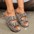Comfortable women’s leopard print slippers with thick soles from Raspberry Eurybia, perfect for summer relaxation.