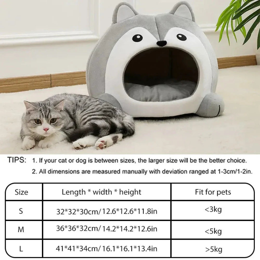 Yellow Pandora cartoon fox-themed pet house bed with cozy fabric and playful fox design, perfect for small pets.