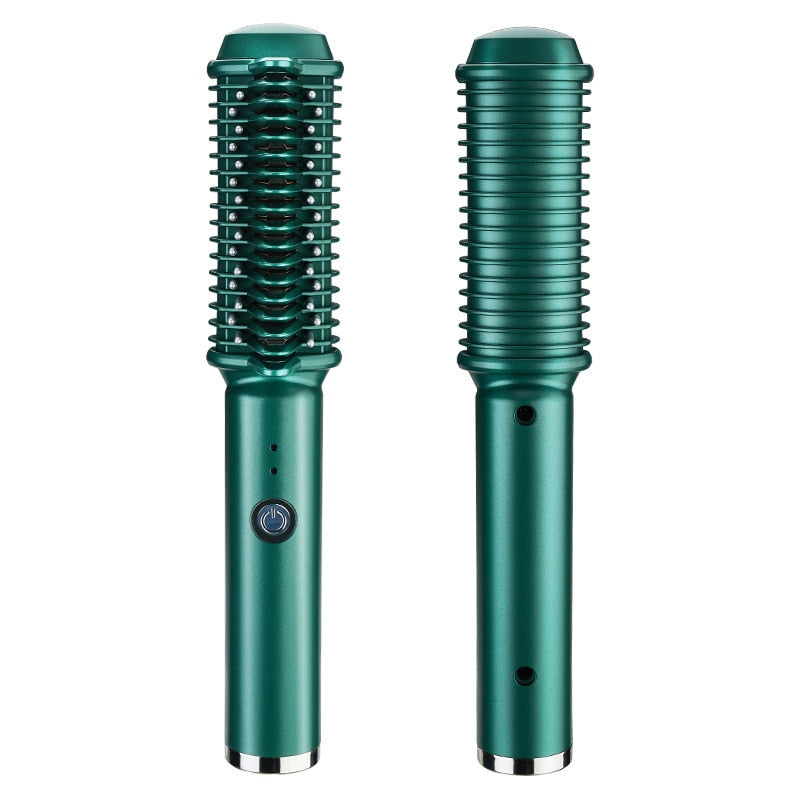 Maroon Asteria travel portable USB wireless hot air comb for straightening and styling hair in a compact, easy-to-use design.