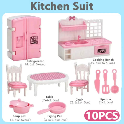 Set of 24 miniature brown dollhouse furniture accessories for kids&