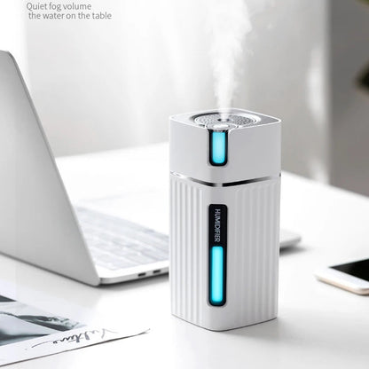 Maroon Asteria 300ml air humidifier with cool mist, aroma diffuser, and color LED light for home improvement.