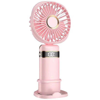 Maroon Asteria handheld cooling fan with 5 adjustable speeds, foldable design, rechargeable for portable cooling in home improvement.