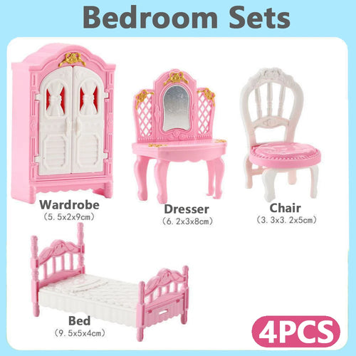 Set of 24 brown miniature dollhouse furniture accessories for kids&