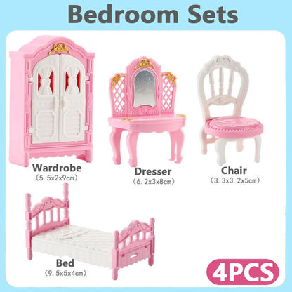 Set of 24 brown miniature dollhouse furniture accessories for kids&