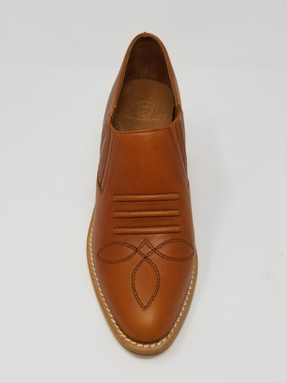 Azure Ophion Santa Ana cognac footwear shown from the front, highlighting the stylish design and rich leather material.