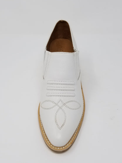 White Santa Ana footwear by Azure Ophion, front view showing sleek design and comfortable fit.
