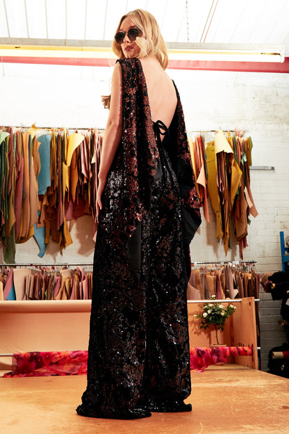 Sparkly brown tie back top from Blush Athena, stylish dress with shimmering fabric and elegant tie-back design.