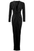 Sparkly black twist-front dress by Blush Athena, featuring a fitted silhouette and elegant design, perfect for evening wear.