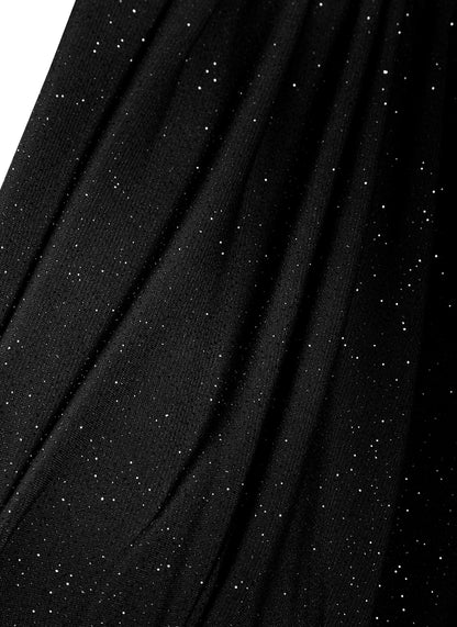 Sparkly black twist front dress by Blush Athena, featuring a fitted silhouette and elegant design for special occasions.