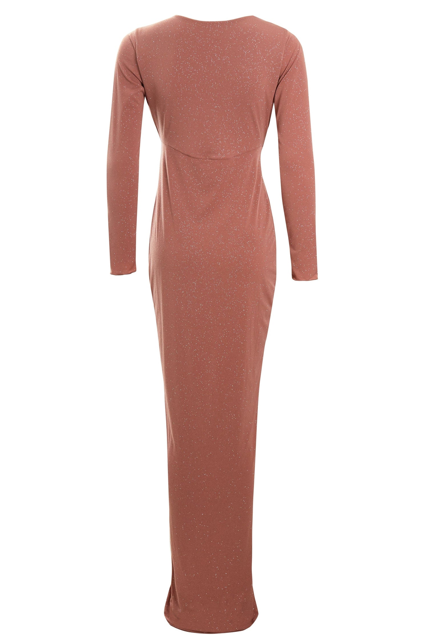 Rose gold twist knot front dress by Blush Athena, showcasing a stylish dress with a fitted bodice and elegant design.