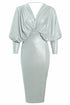 Blush Athena batwing sleeve midi dress with flowing fabric and stylish design, perfect for elegant occasions.