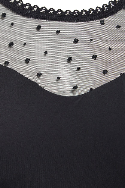 Long-sleeve mesh bodysuit by Blush Athena, featuring sheer fabric and fitted style, displayed on a neutral background.