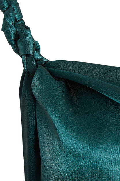 Emerald green Blush Athena maxi dress with flowing fabric and sleeveless design, perfect for elegant occasions.