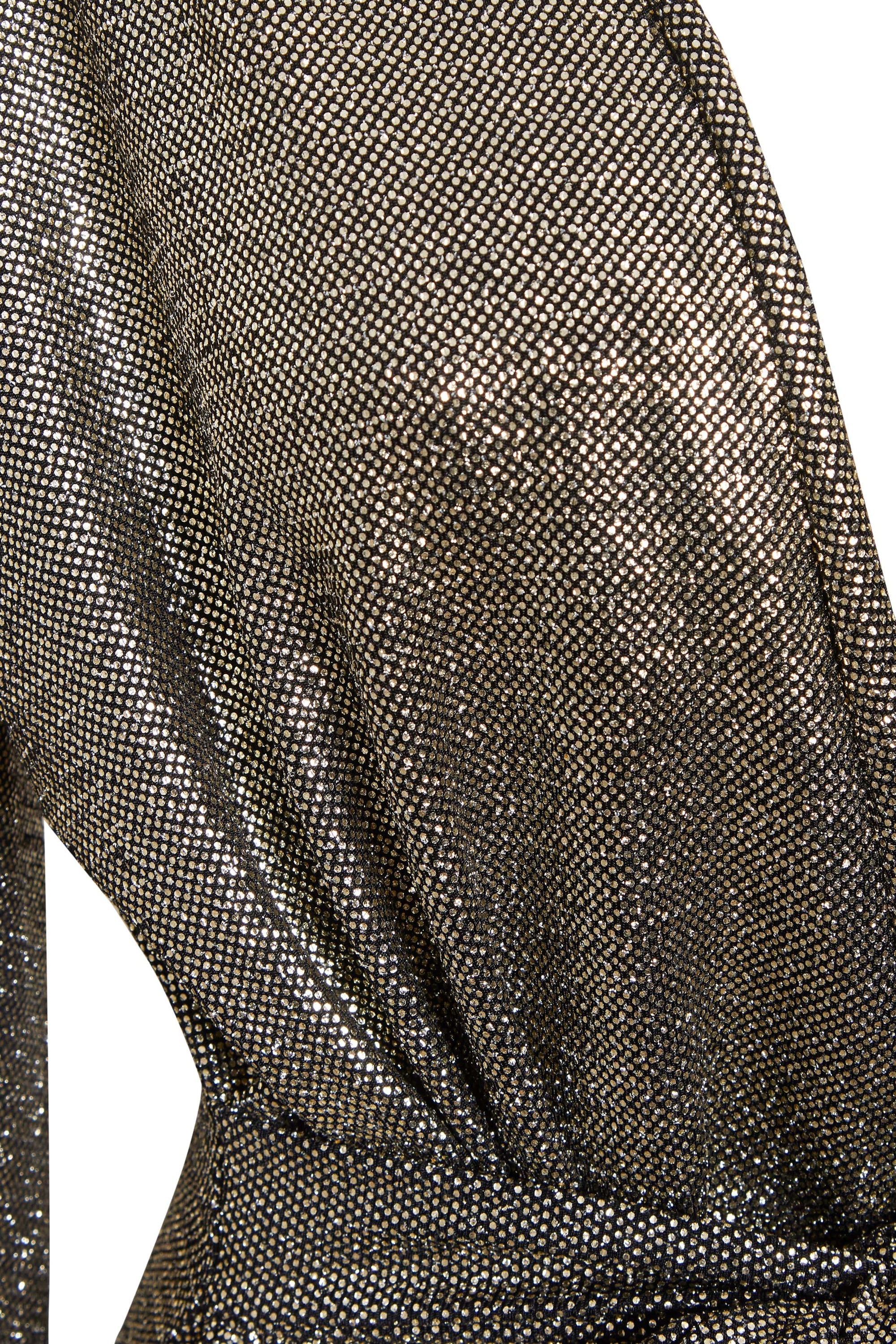 Long sleeve sequin wrap dress by Blush Athena featuring shimmering fabric and elegant design, perfect for special occasions.