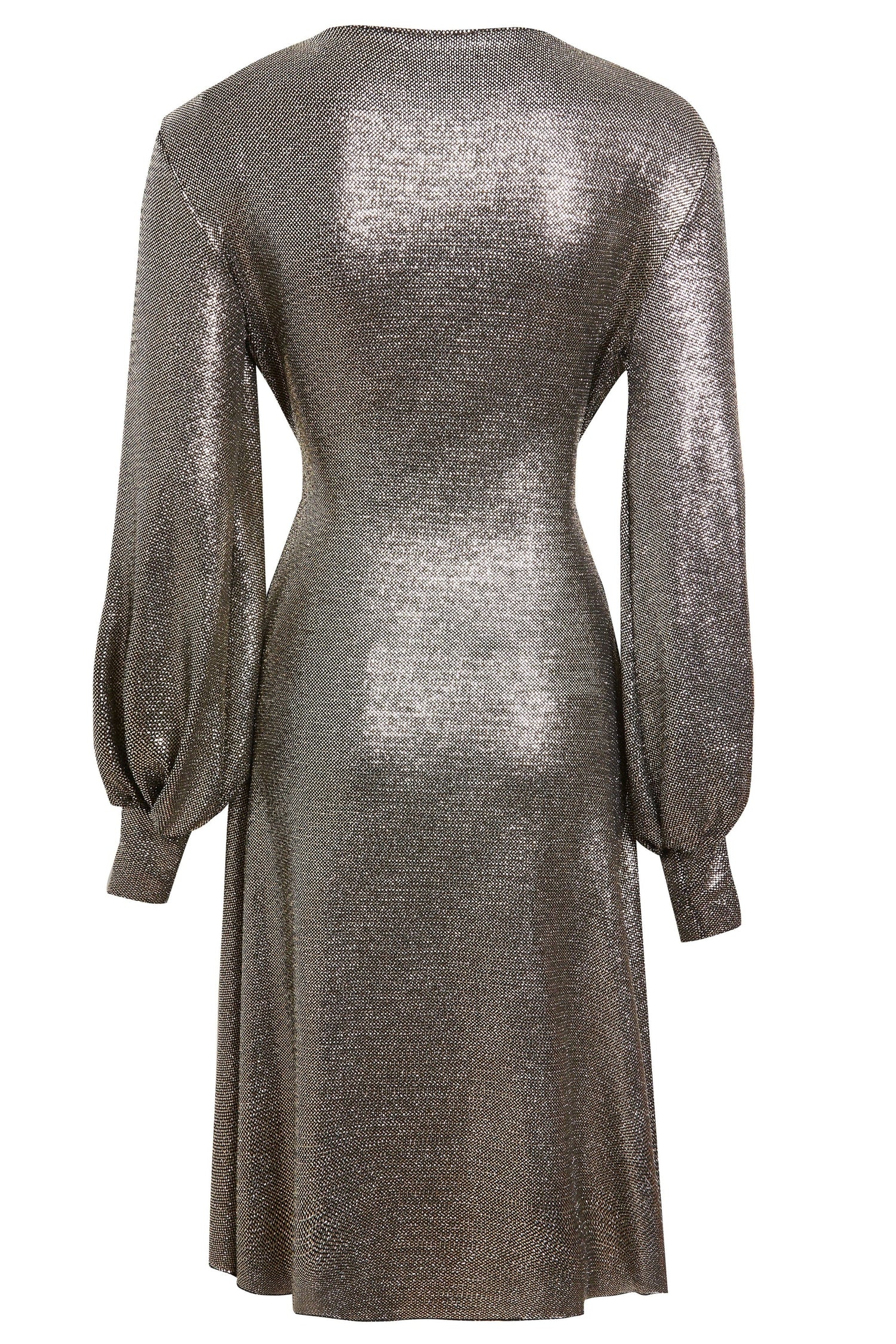 Long sleeve sequin wrap dress by Blush Athena, featuring shimmering sequins and elegant design, perfect for evening wear.