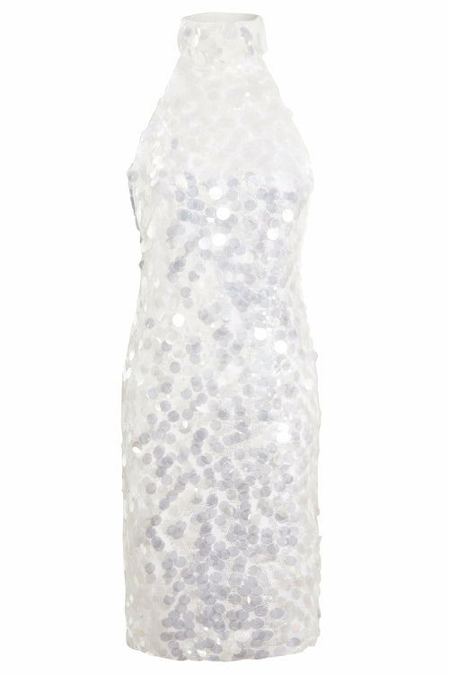 White backless mini dress by Blush Athena, featuring a sleek, stylish design perfect for casual or evening wear.