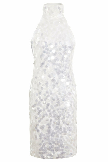 White backless mini dress by Blush Athena, featuring a sleek, stylish design perfect for casual or evening wear.