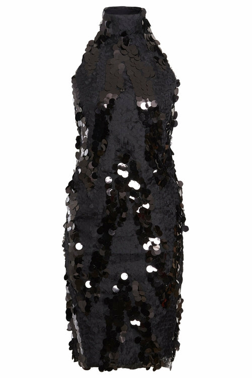 Sparkly black mini dress from Blush Athena featuring a fitted silhouette and shimmering fabric, perfect for evening wear.