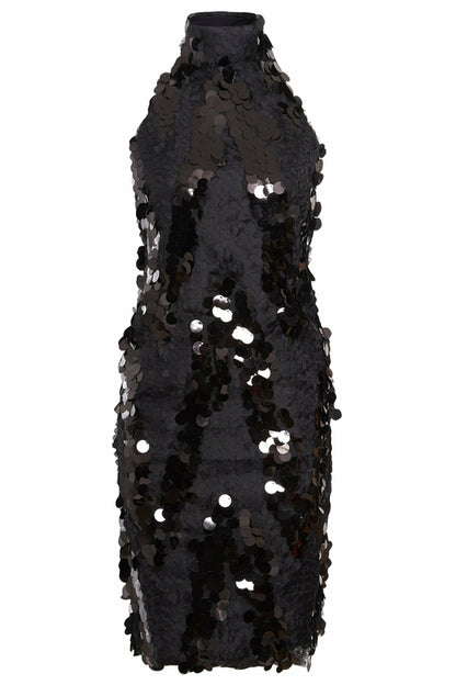 Sparkly black mini dress from Blush Athena featuring a fitted silhouette and shimmering fabric, perfect for evening wear.